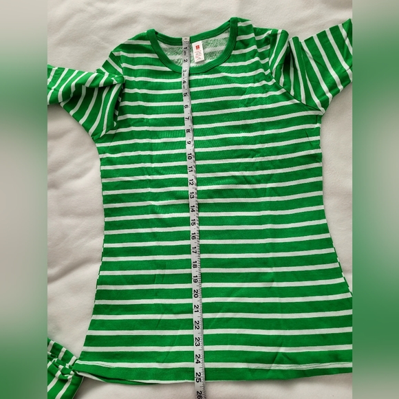 NWT Women's Sz Small Pajama Set, Green and White Striped - Picture 9 of 16